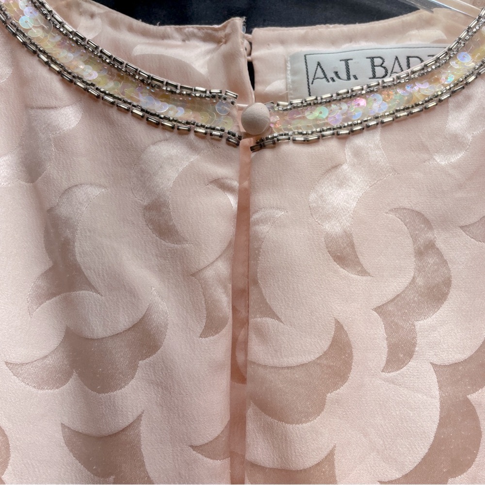 NWT Vintage AJ Bari Pink Silk Bead Sequin Bow Dolman Sleeve Evening Dress Sz 6 - Picture 10 of 10